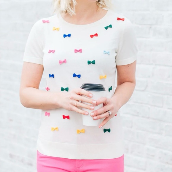 Talbots Party Bows Crewneck Sweater, Sz XL - Picture 3 of 14